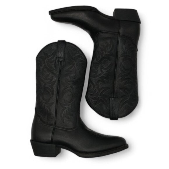 Ariat Men's Size 10.5 Black Deertan Leather Heritage R Toe Cowboy Western Boot - Picture 1 of 14